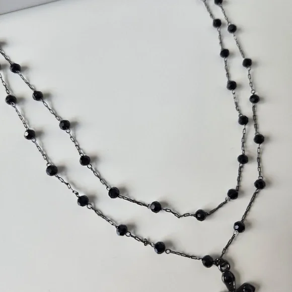 Forever 21 Black Beaded Cross Necklace - Picture 4 of 7